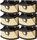 Aootek Solar Motion Sensor Lights Outdoor 120 LEDs, Black, 6 Pack