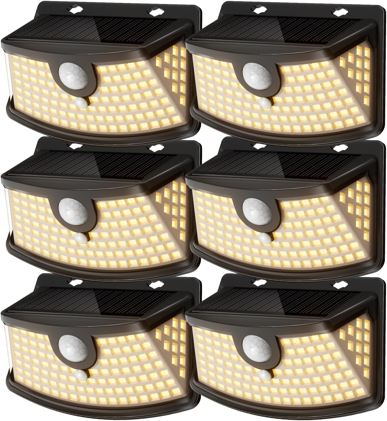 Aootek Solar Motion Sensor Lights Outdoor 120 LEDs, Black, 6 Pack