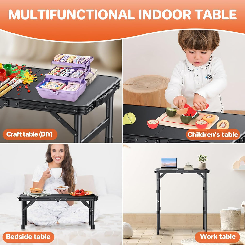 FUNYKICH Waterproof Camping Tables with Plastic Tabletop 22.8''x15.7''
