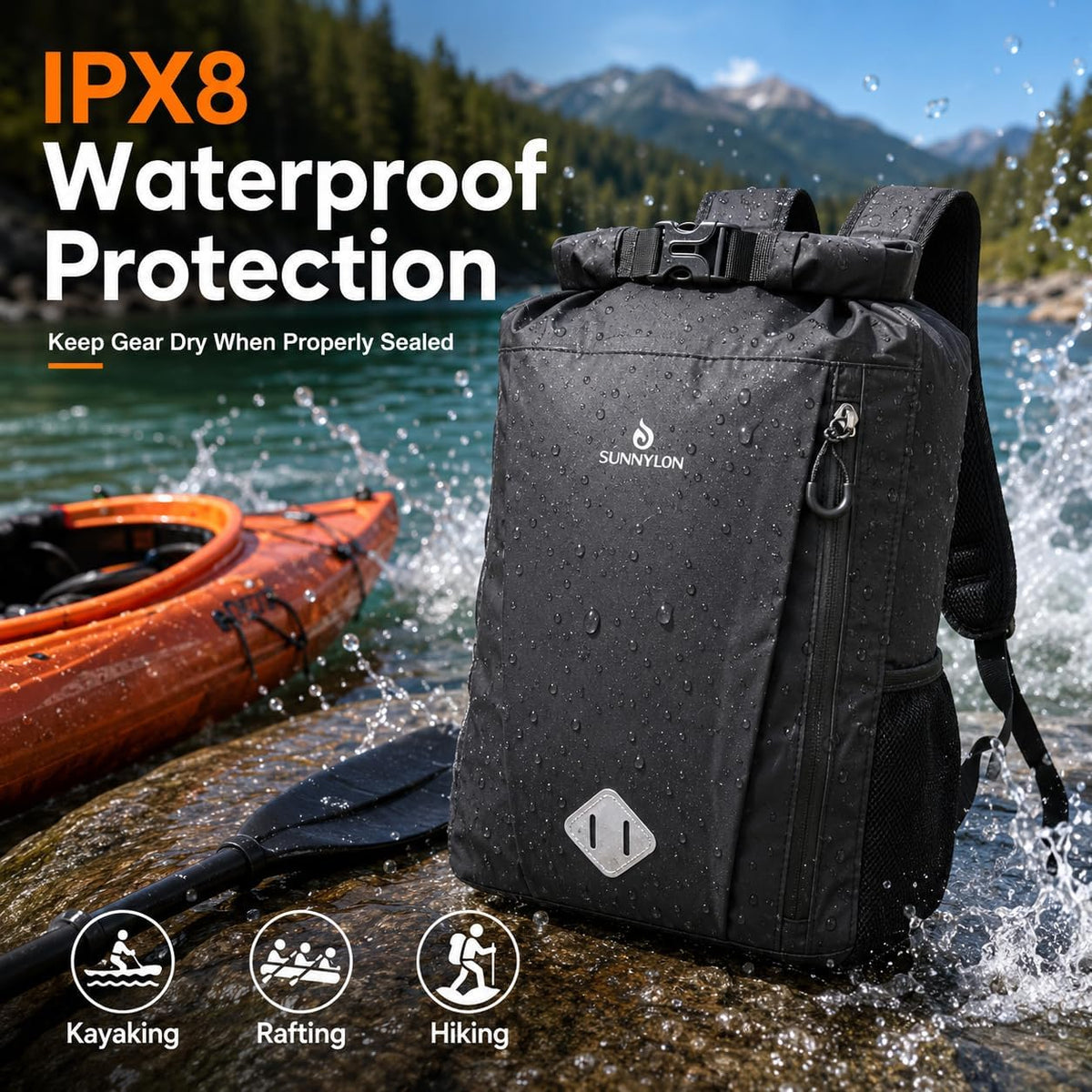 Dry Bag Backpack, 20L Dry Bag Waterproof with Waist Pouch and Phone Case,Roll top Dry bag for kayaking,Marine dry bag for Kayaking, Beach, Rafting, Boating, Hiking, Camping and Fishing