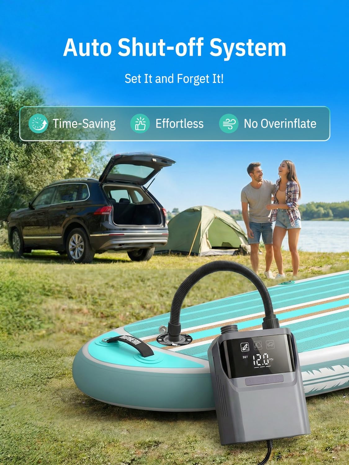 Niphean Paddle Board Electric Pump, 50 PSI Automatic Dual Stage Air Pump