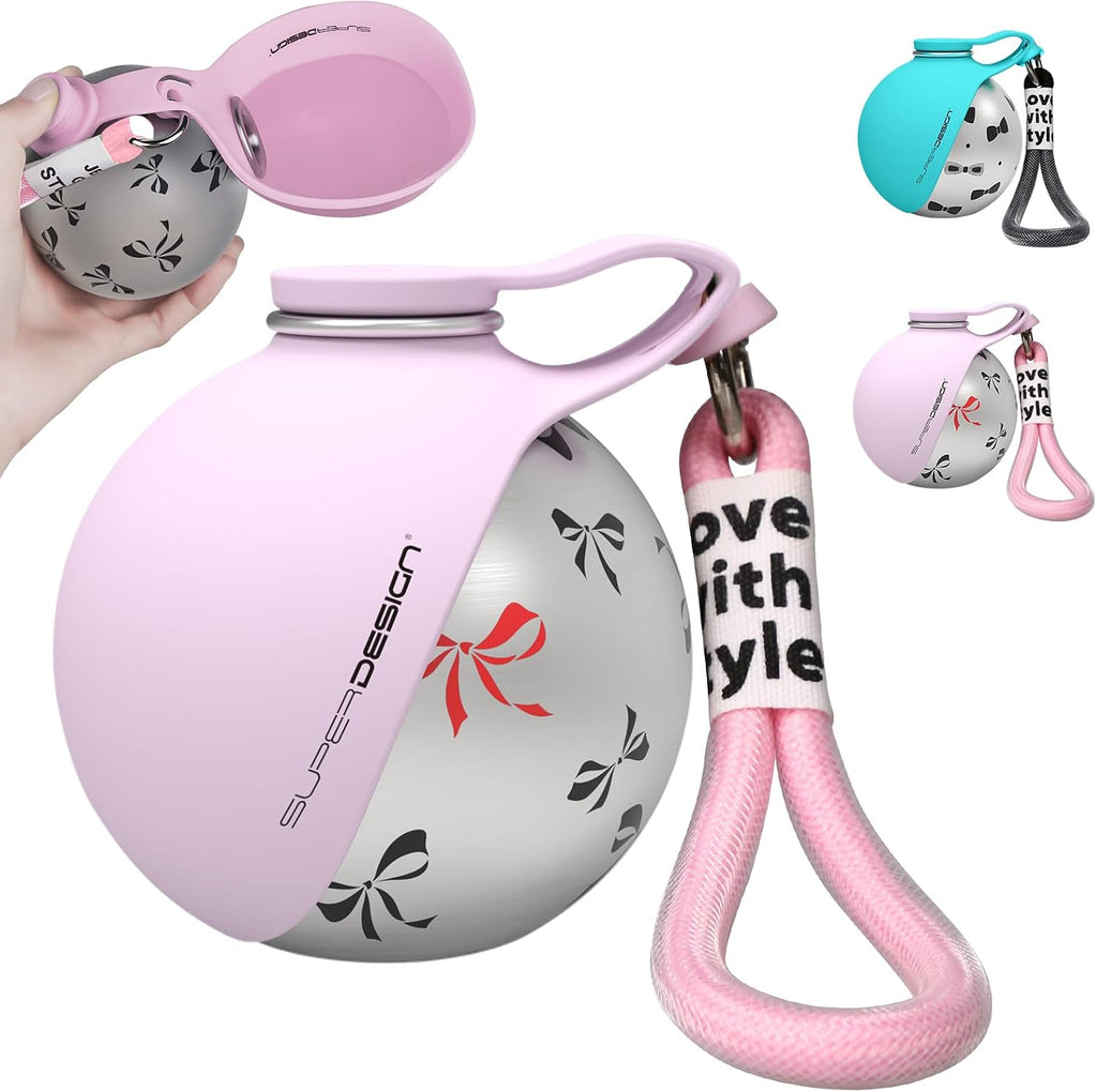 2-in-1 Portable Dog Water Bottle for Small Dogs - Leak-Proof & Compact Dog Travel Water Bottle -Stainless Steel Bottle & Silicone Bowl - Ideal for Walking, Hiking & Travels (10 fl oz, Pink)