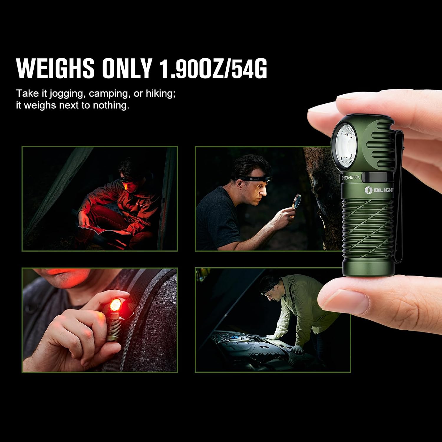 OLIGHT Perun 2 Mini Headlamp Rechargeable, 1100 Lumens, Red Light, OD Green