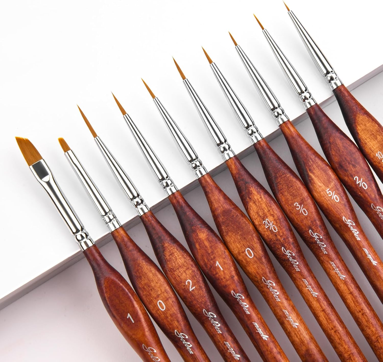 Golden Maple Miniature Paint Brushes Drybrush-10pcs Micro Detail Paint Brush Set, Small Fine Detail Brushes for Acrylic, Watercolors & Paint by Number, Figurine