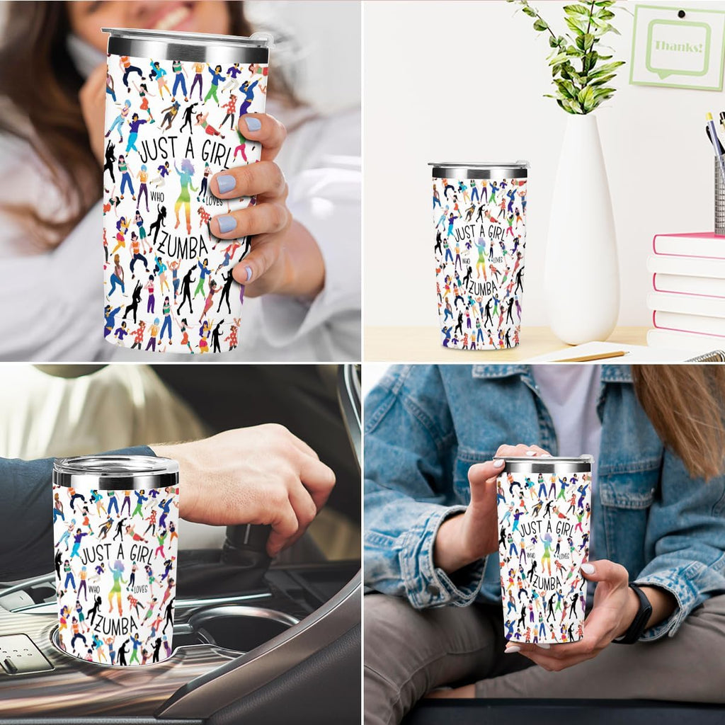 Dance Gifts Zumba Lovers Gift Tumbler, 20 oz Stainless Steel Coffee Mug, Insulated Cup with Lid for Car,Dancing Gifts for Girls Dancer Sister Friend Fitness Teacher Appreciation Birthday Christmas