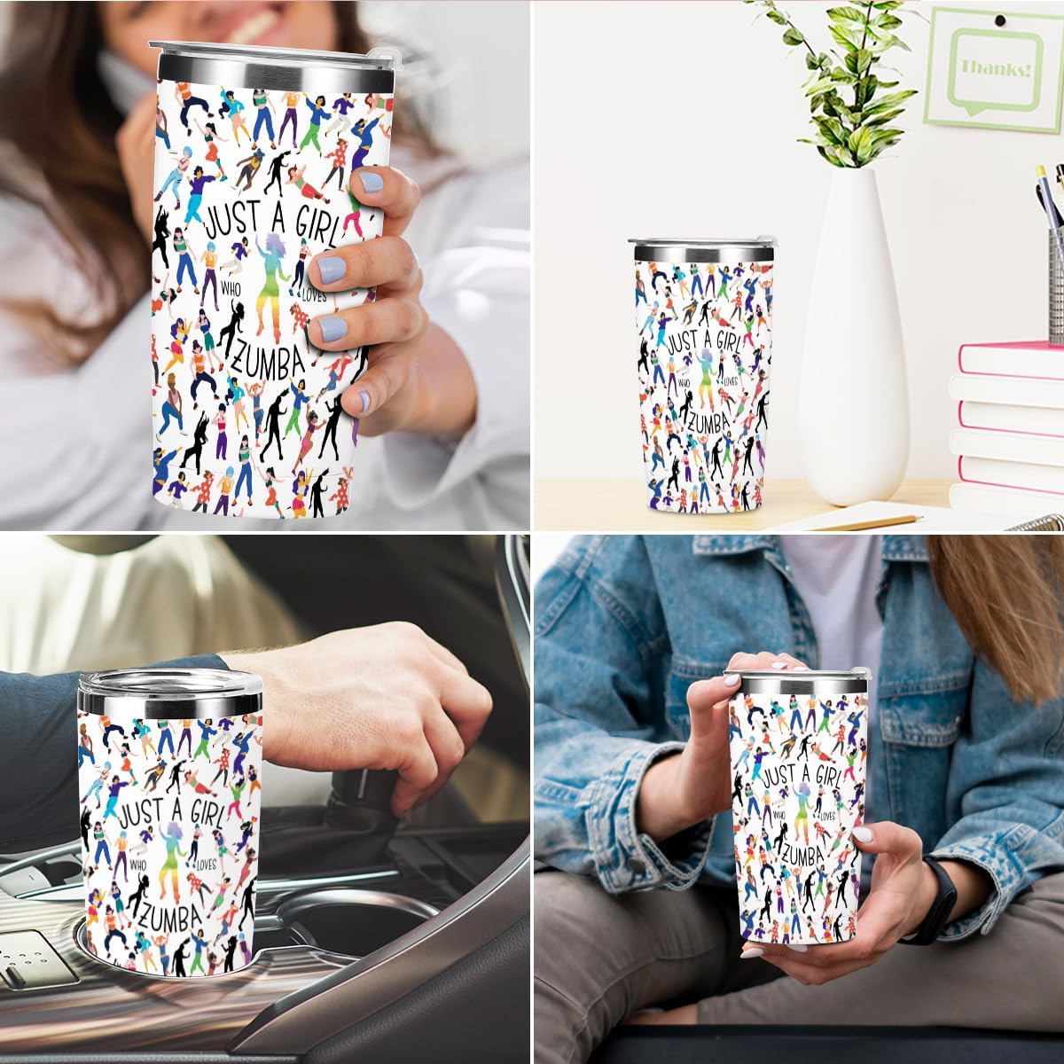 Dance Gifts Zumba Lovers Gift Tumbler, 20 oz Stainless Steel Coffee Mug, Insulated Cup with Lid for Car,Dancing Gifts for Girls Dancer Sister Friend Fitness Teacher Appreciation Birthday Christmas