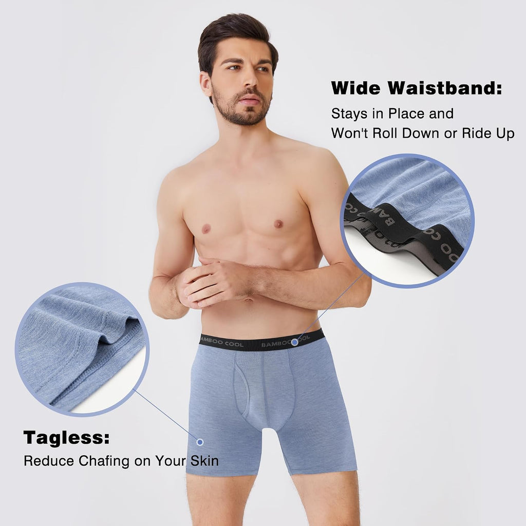 BAMBOO COOL Men's Boxer Briefs Ultra Breathable Underwear Multipack