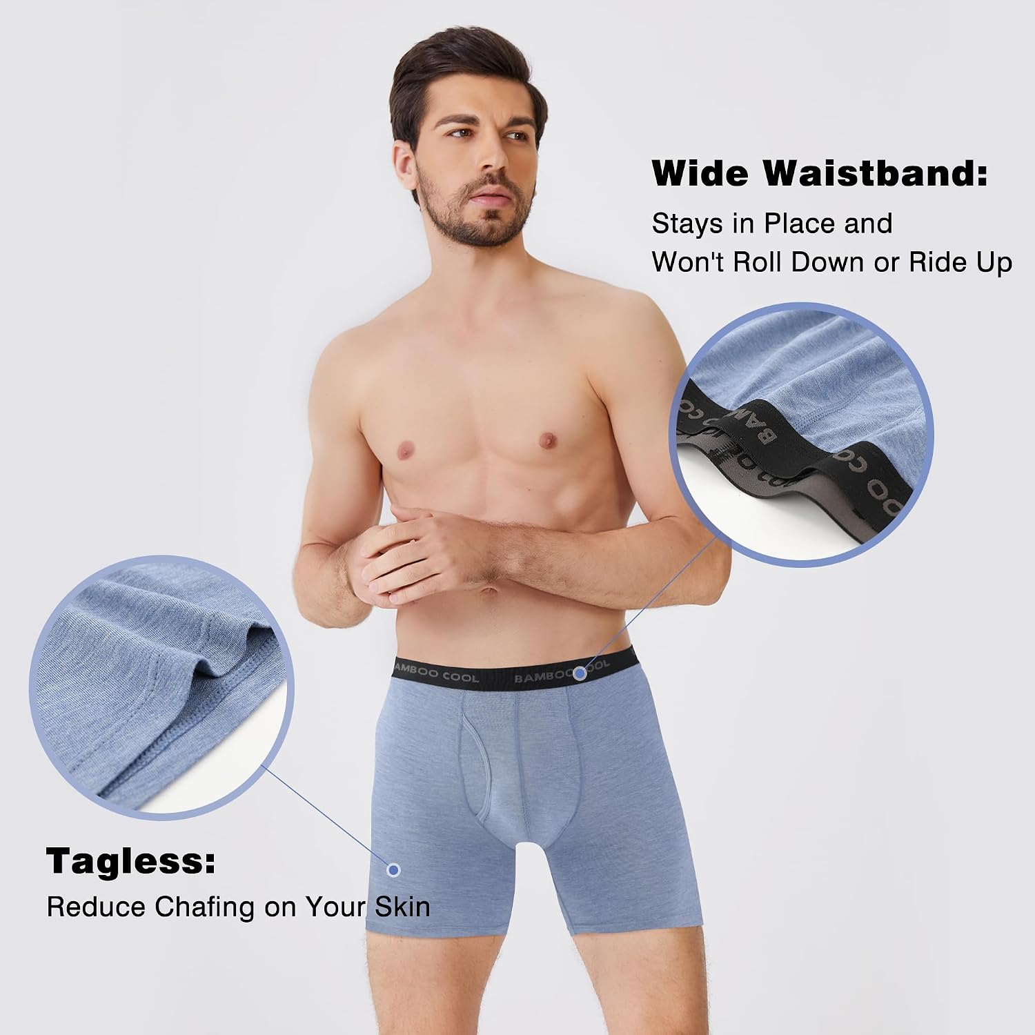BAMBOO COOL Men's Boxer Briefs Ultra Breathable Underwear Multipack