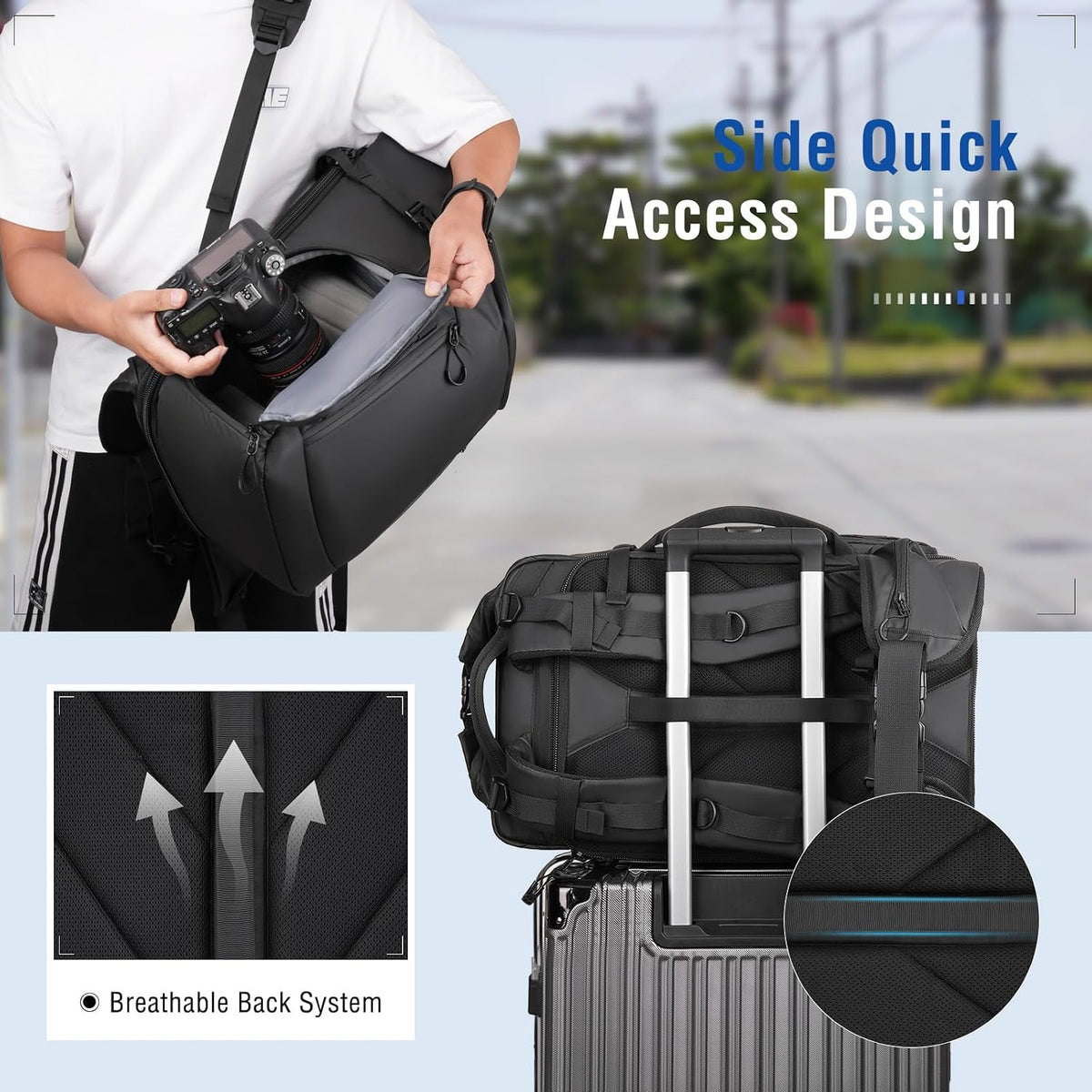 MOSISO Waterproof Camera Backpack, DSLR/SLR/Mirrorless Camera Bag, Black