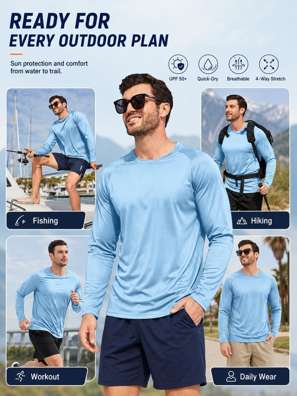 5 Pack Long Sleeve Shirts for Men