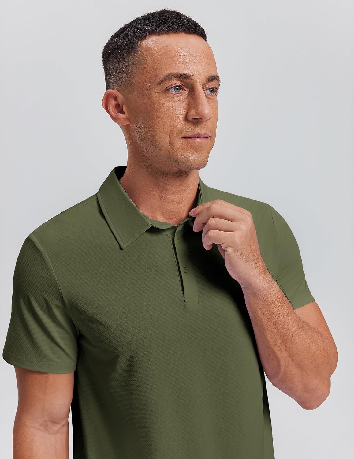 PINSPARK Men's Golf Polo Shirts UPF 50+ Moisture Wicking Collared Shirts