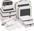Mesh Packing Cubes for Travel, Durable Luggage Organizer with Sturdy Material and Double Zippers, Comprehensive Set for Travel Accessories Storage, 10 set, cream