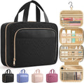 HOTOR Hanging Travel Toiletry Bag Women Men, Black, Medium