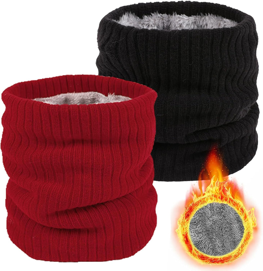 Winter Fleece Neck Warmer Mens Ski Mask Face Warmer Neck Gaiter Neck Scarf Women Thick Windproof 2 Pack