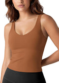 ODODOS Women's Tank Top with Built in Bra - Buttery Soft U Back Light Support Workout Yoga Sports Bra