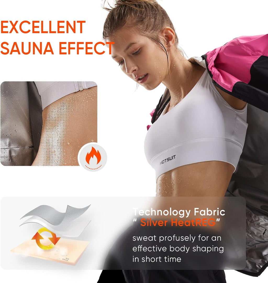 HOTSUIT Sauna Suit for Women Weight Loss Sweat Suits Sauna Jacket Pant Machine Washable Anti Rip for Gym Workout Exercise