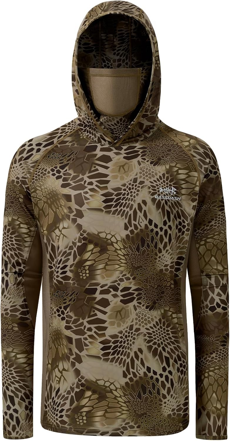 BASSDASH Men's UPF 50+ Camo Long Sleeve Hunting Fishing Hoodie Shirt