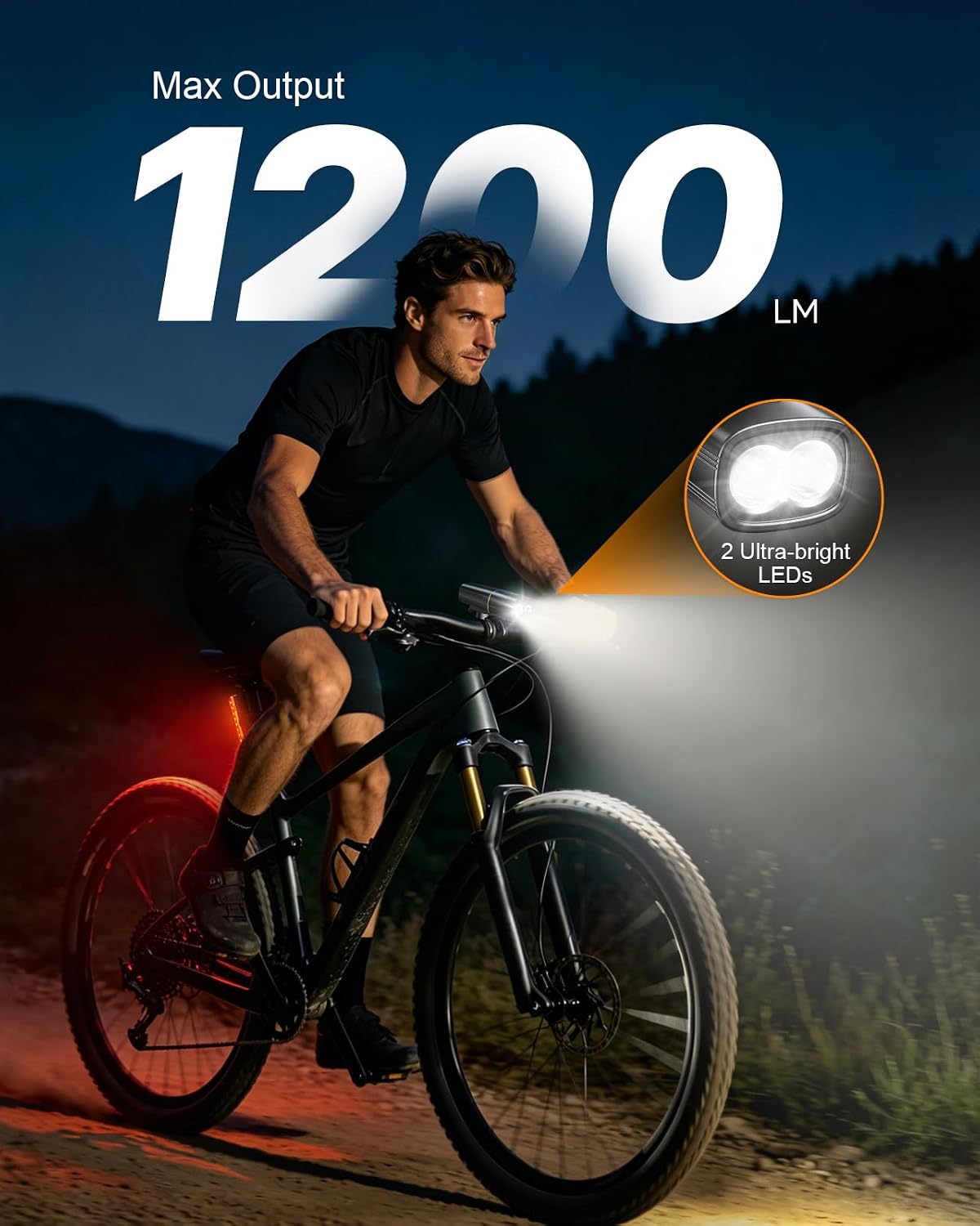 Zewdov High Lumen Super Bright Bike Lights for Night Riding, Adjustable Modes Bicycle Lights Front and Rear, IP65 Waterproof & Rechargeable Bike Headlight and Taillight Set for Cycling Electronics