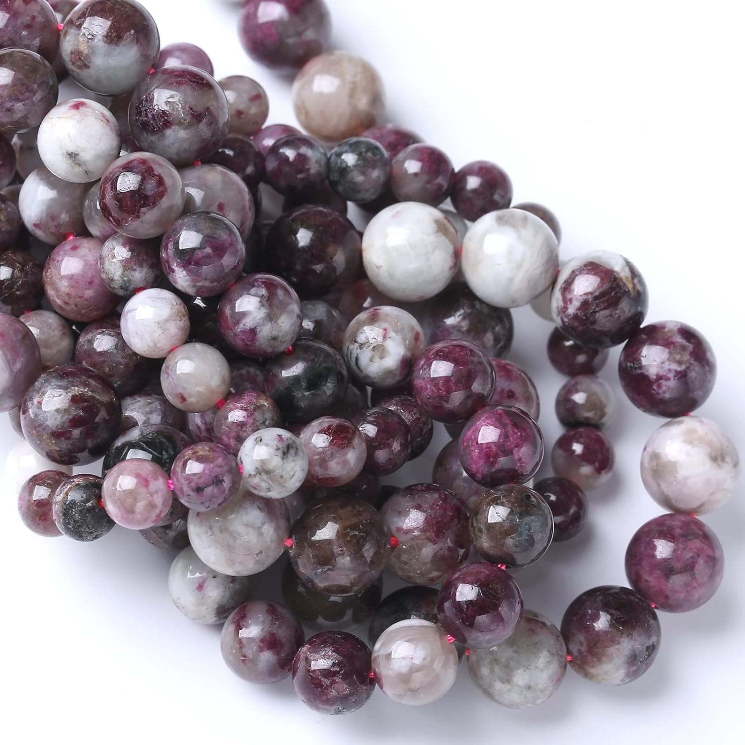 8MM 44PCS Natural Stone Colorful Tourmaline Gemstone Loose Beads for Jewelry Making DIY Bracelet Necklace 1 Strand