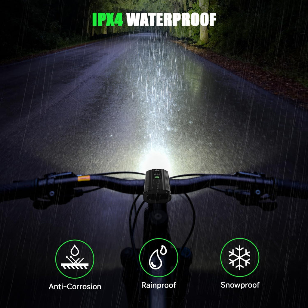 3000 Lumens Bike Lights for Night Riding, Bicycle Headlight Taillight Set