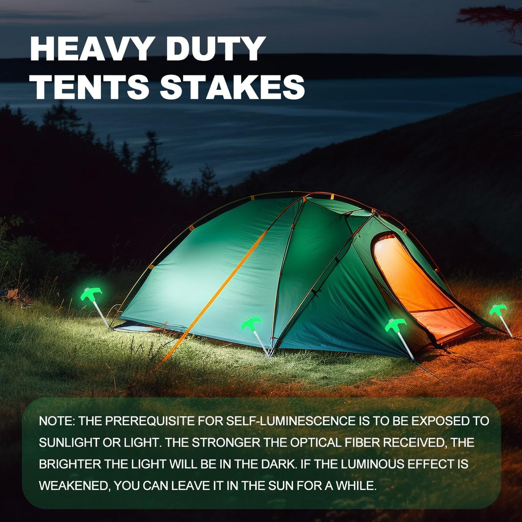 20 Pack Screw in Tent Stakes Heavy Duty,8 ’’ Ground Anchors Screw in,Metal Stakes with Hex Head Driver and Sturdy Storage Box. (20, Luminous White)