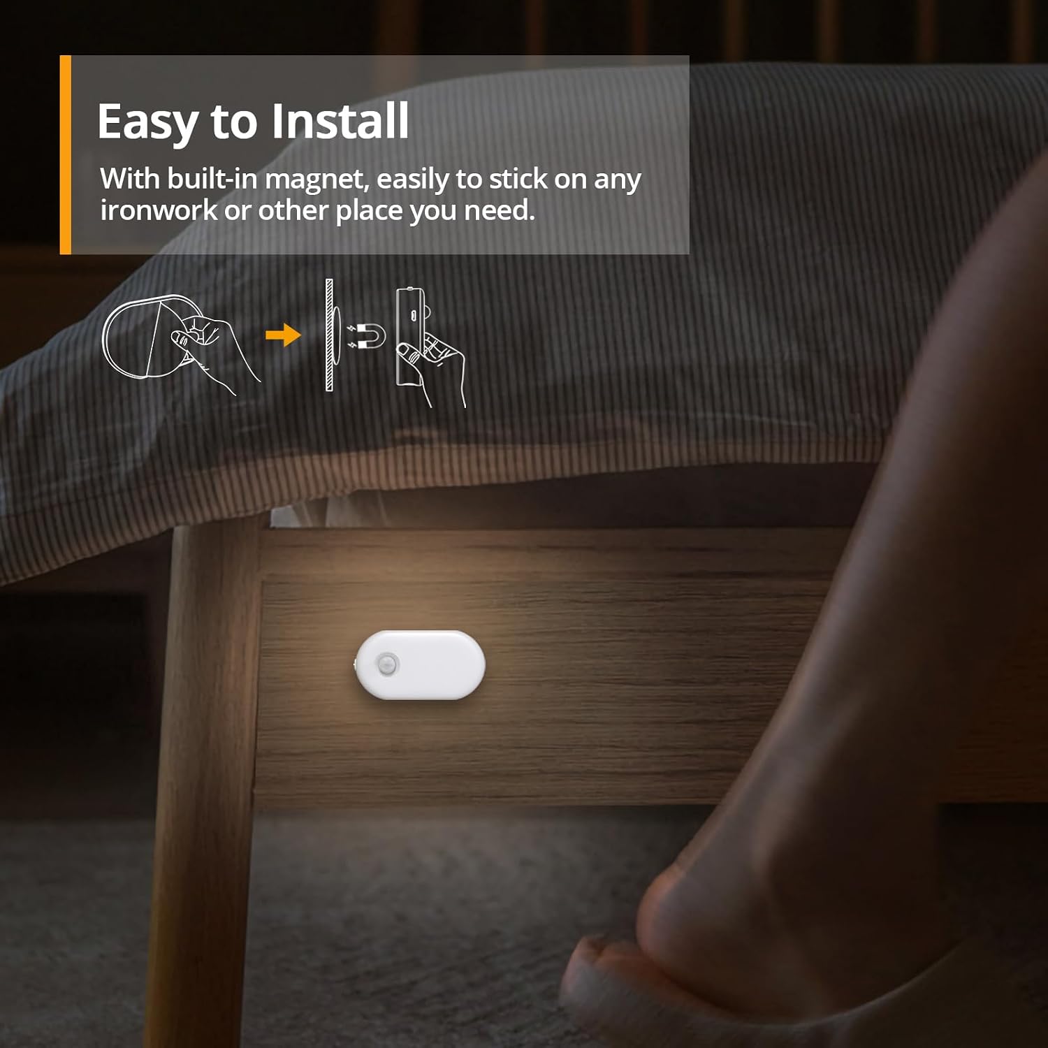 Lyridz Rechargeable Motion Sensor Night Light, Cool White LED Stick-on Closet Light with Dusk to Dawn Sensor, 1-20LM Stepless Adjustable Brightness for Bedroom, Wall, Kitchen, Stairs, Hallway, 2-Pack