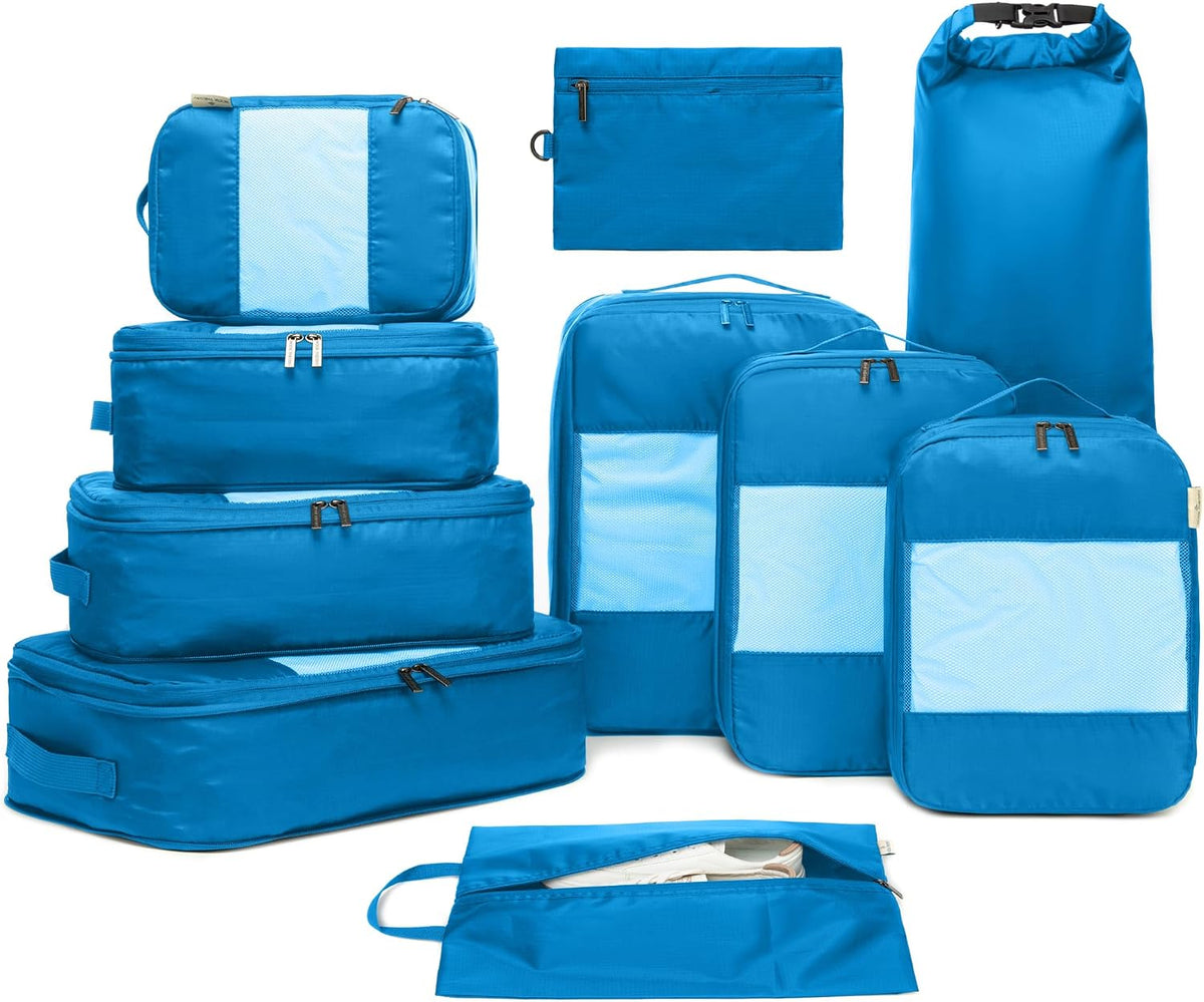 6-Pack Large Compression Packing Cubes for Travel - Lightweight Compression Packing Cube Set, Water-Resistant Luggage Organizer Bags & Suitcase Organizers, Travel Cubes for Carry-On, Checked Luggage
