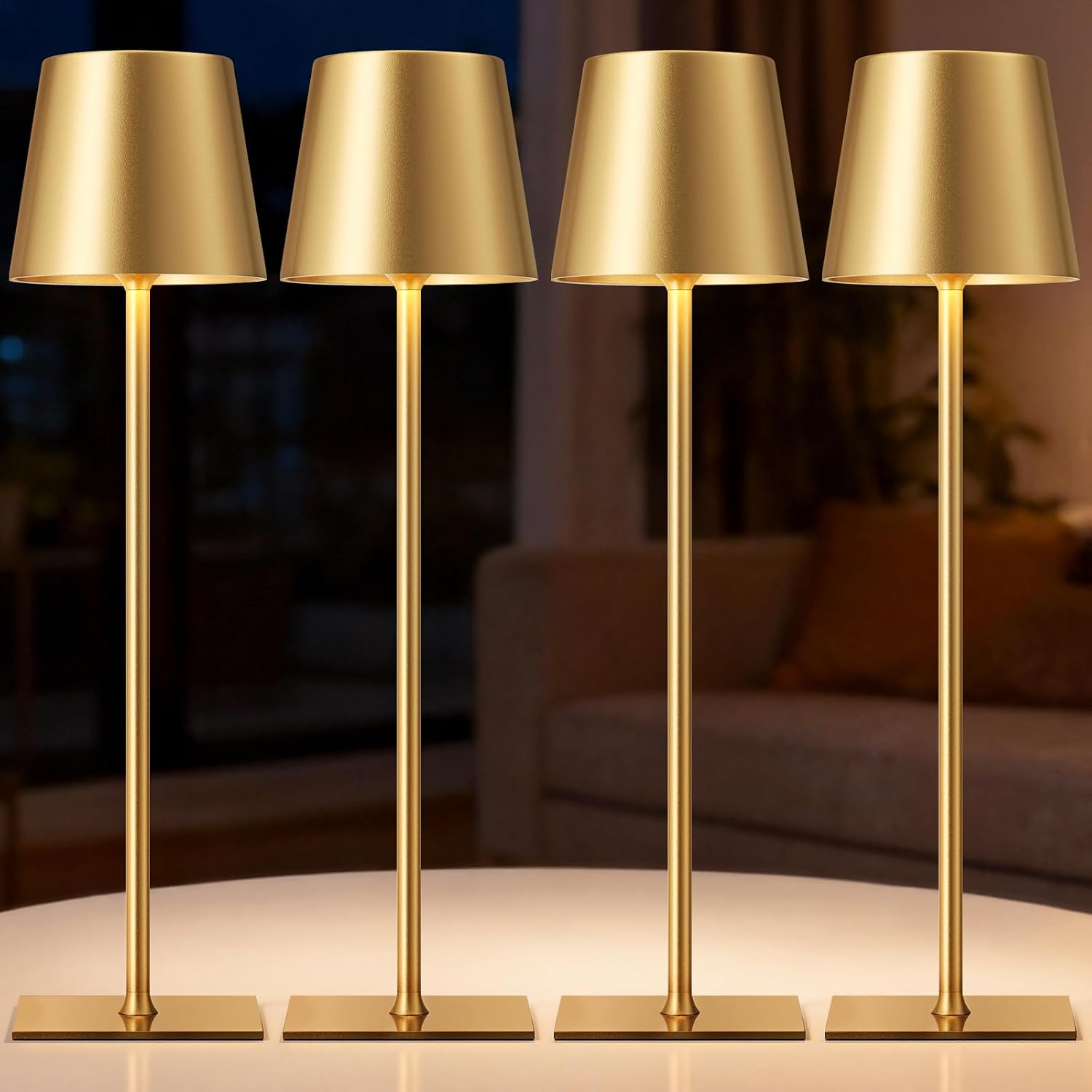 Kakanuo Gold Rechargeable Table Lamp, Cordless Battery Operated Lamp Set