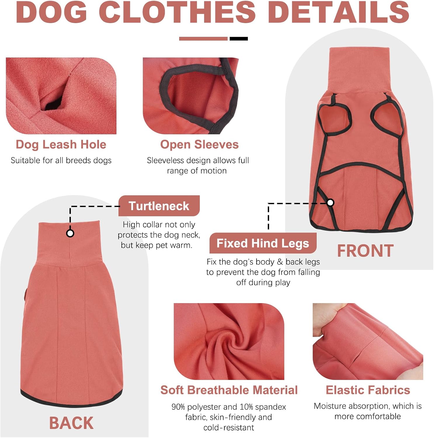 ROZKITCH Dog Sweater S, Warm Turtleneck Shirt for Medium Dogs