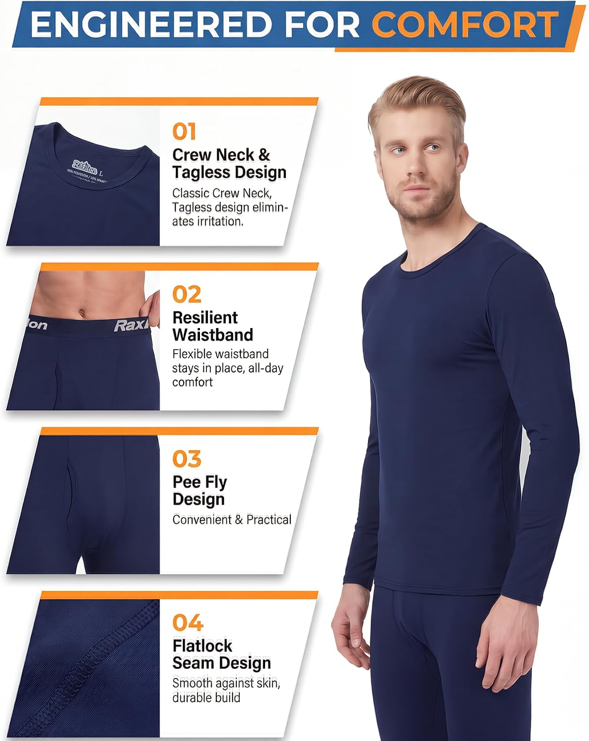 Thermal Underwear for Mens Long Johns Set Winter Cold Weather Base Layer