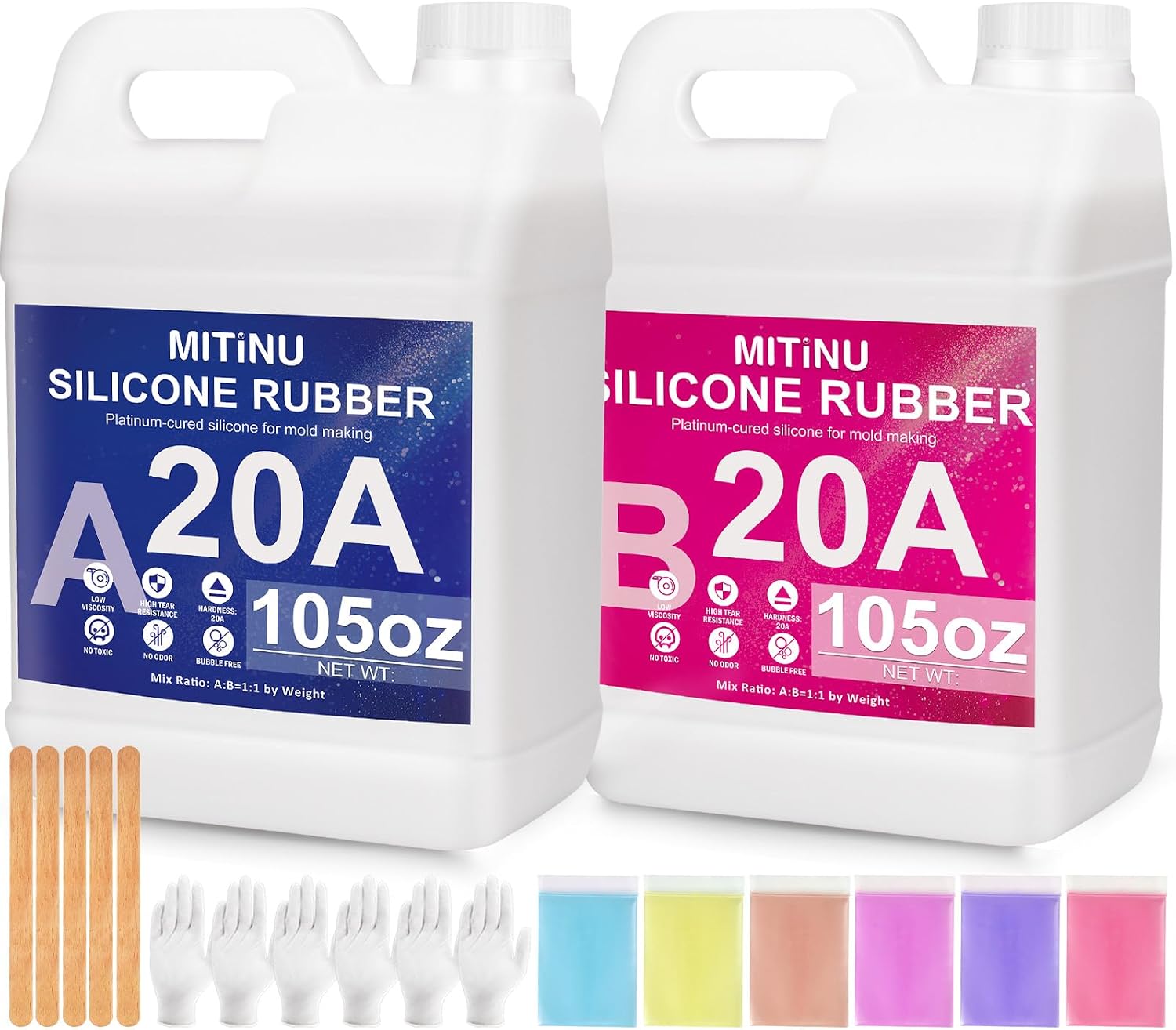 Silicone Mold Making Kit -141oz Total 20A Liquid Silicone Rubber
