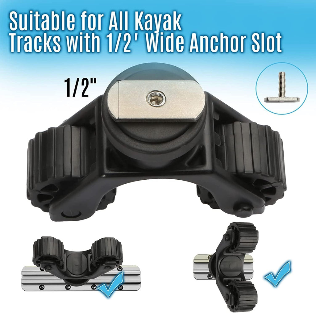 Kayak Paddle Holder, Kayak Accessories Track Mount for Kayak Paddles, Kayak Fishing Accessories - Kayak Oar Holder Track Mount for Fast and Quiet Holding Standard Kayak Paddle, 2 Pack, Black