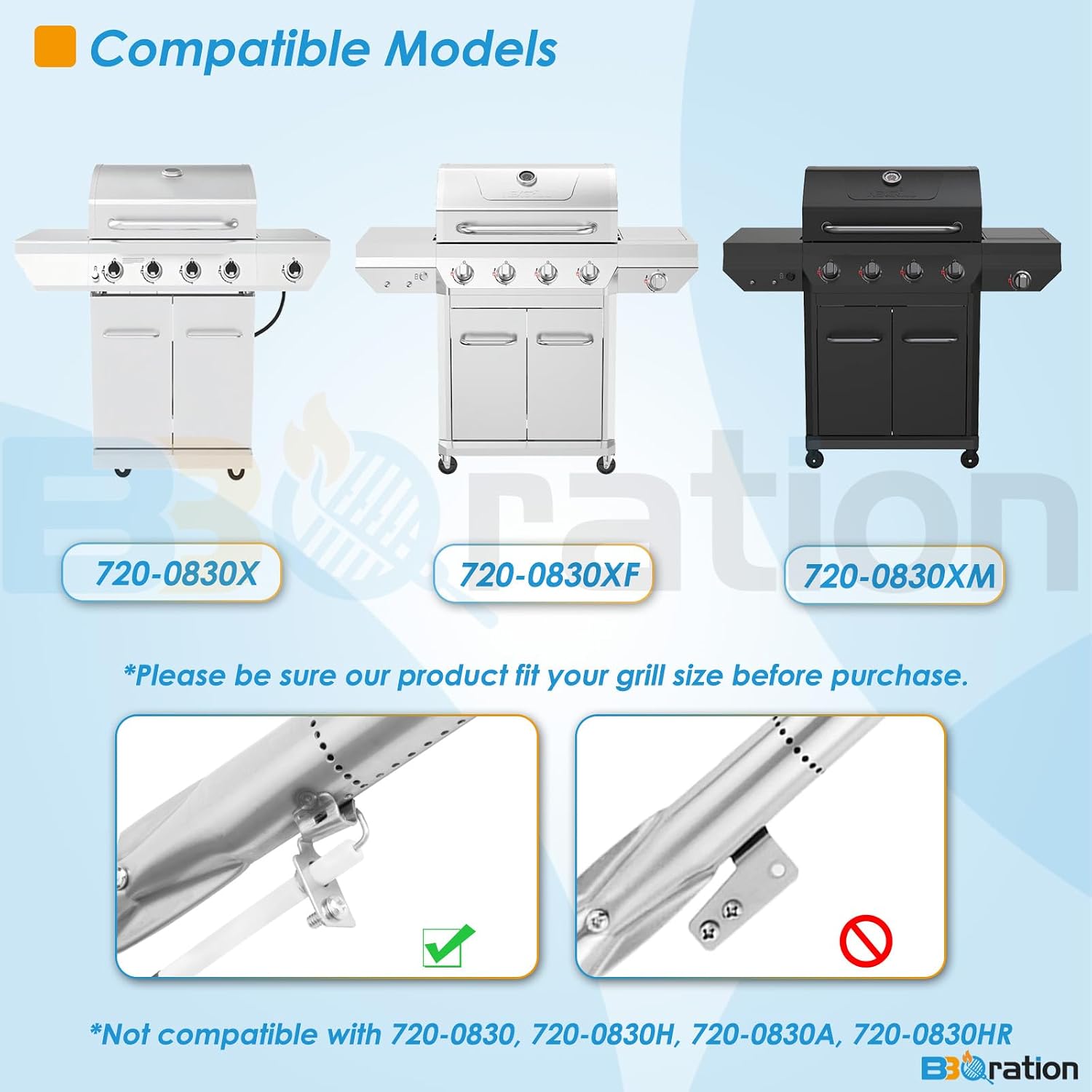 Replacement Parts Kit for Nexgrill 4 Burner 720-0830X 720-0830XF 720-0830XM, Grill Parts Kit for Nexgrill 720-0830X Replacement Parts, Grill Grate Kit for Nexgrill Replacement Parts 4 Burner