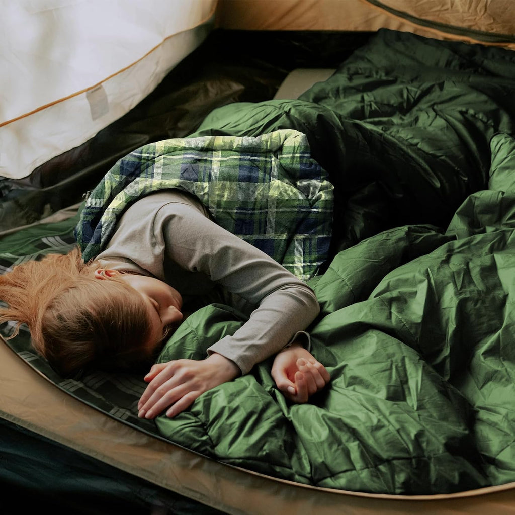 ShinHye 0 Degree Sleeping Bag for Adults - Cotton Flannel 4 Season Cold Weather Winter, XXL Big and Tall Camping Sleeping Bag with Compression Sack
