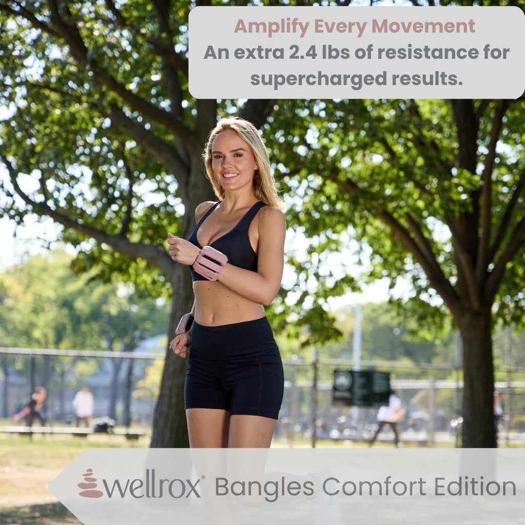 Wellrox Weighted Bangles – Adjustable Ankle & Wrist Weights Set for Women & Men, 2.4 lb Total (1.2 lb Each) – Wearable Arm & Ankle Weights for Pilates, Yoga, Walking & Running