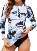 Tanst Sky Women's Rash Guard Swim Top Long Sleeve Bathing Suits UV Shirt Zipper Rashguard Swimsuit