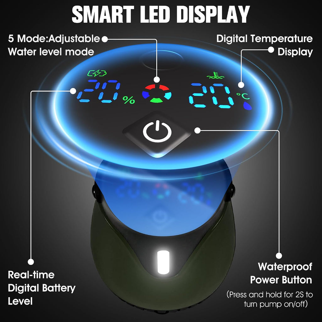 FizZeal Portable Camping Shower with LED Display & 5 Speed, 8000mAh Battery