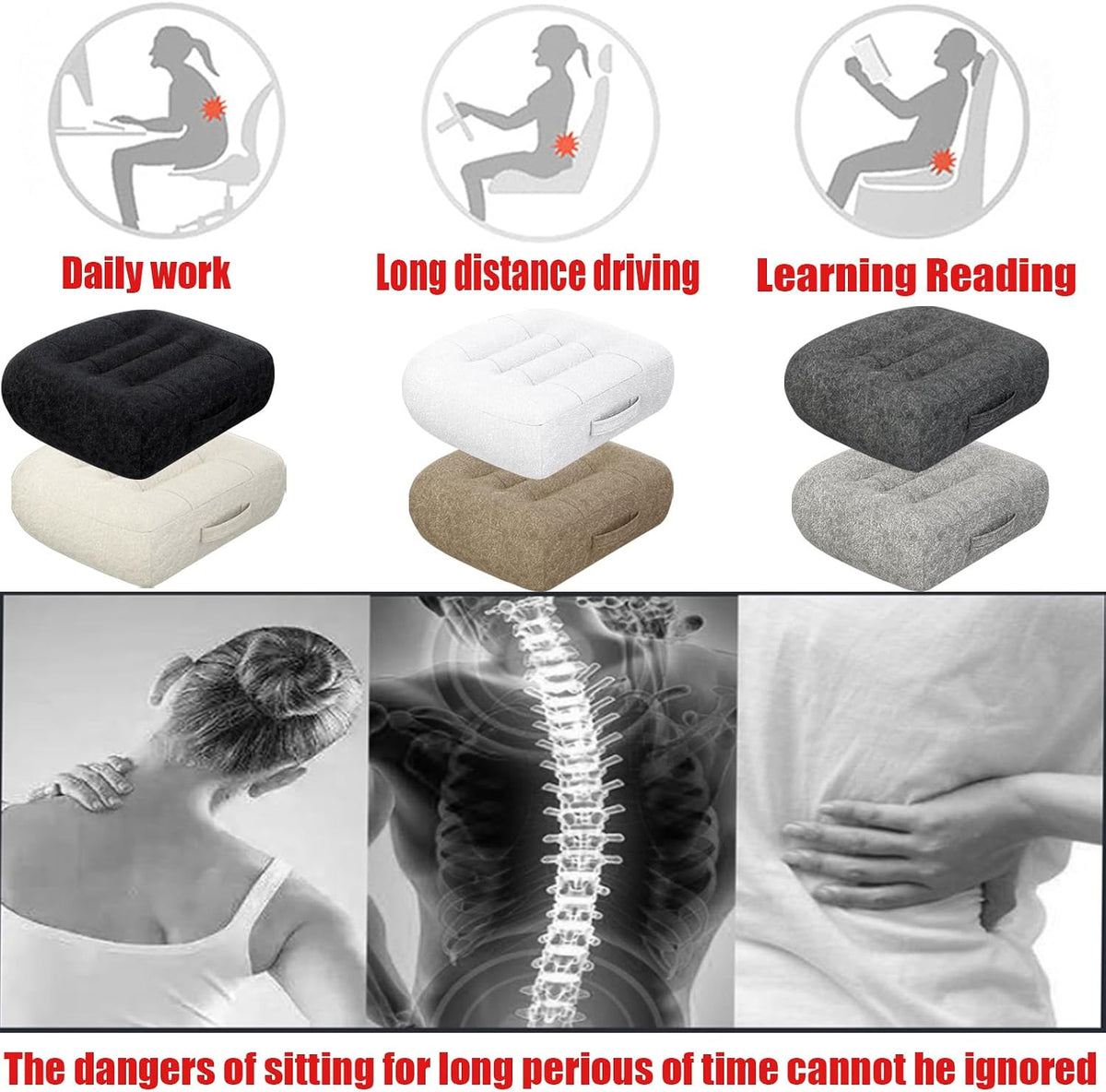 adult short driver car seat booster/booster seat for adults/thick Office Chair Booster Seat,for Short People Effectively Increase Field of View Lower Back Fatigue Relief,for Cars,Office,Home（White）