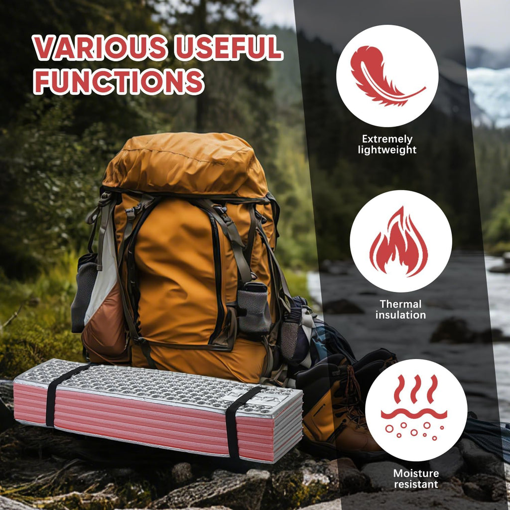 Ultralight Foam Sleeping Pad, Waterproof Closed Cell Foam Pad for Superior Insulation, Folding Sleeping Mat for Compact Storage, Foldable and Portable for Hiking and Camping