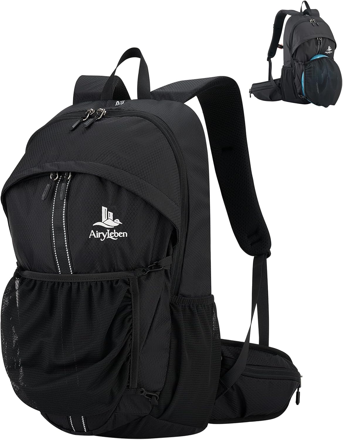 25L Hiking Backpack for Women Men, Lightweight Travel Day Pack, Black