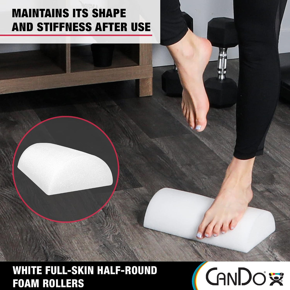 Cando 30-2340 Full-Skin PE Foam Roller for Muscle Restoration, Massage Therapy, Sport Recovery and Physical Therapy, White, 6" Width, 36" Length