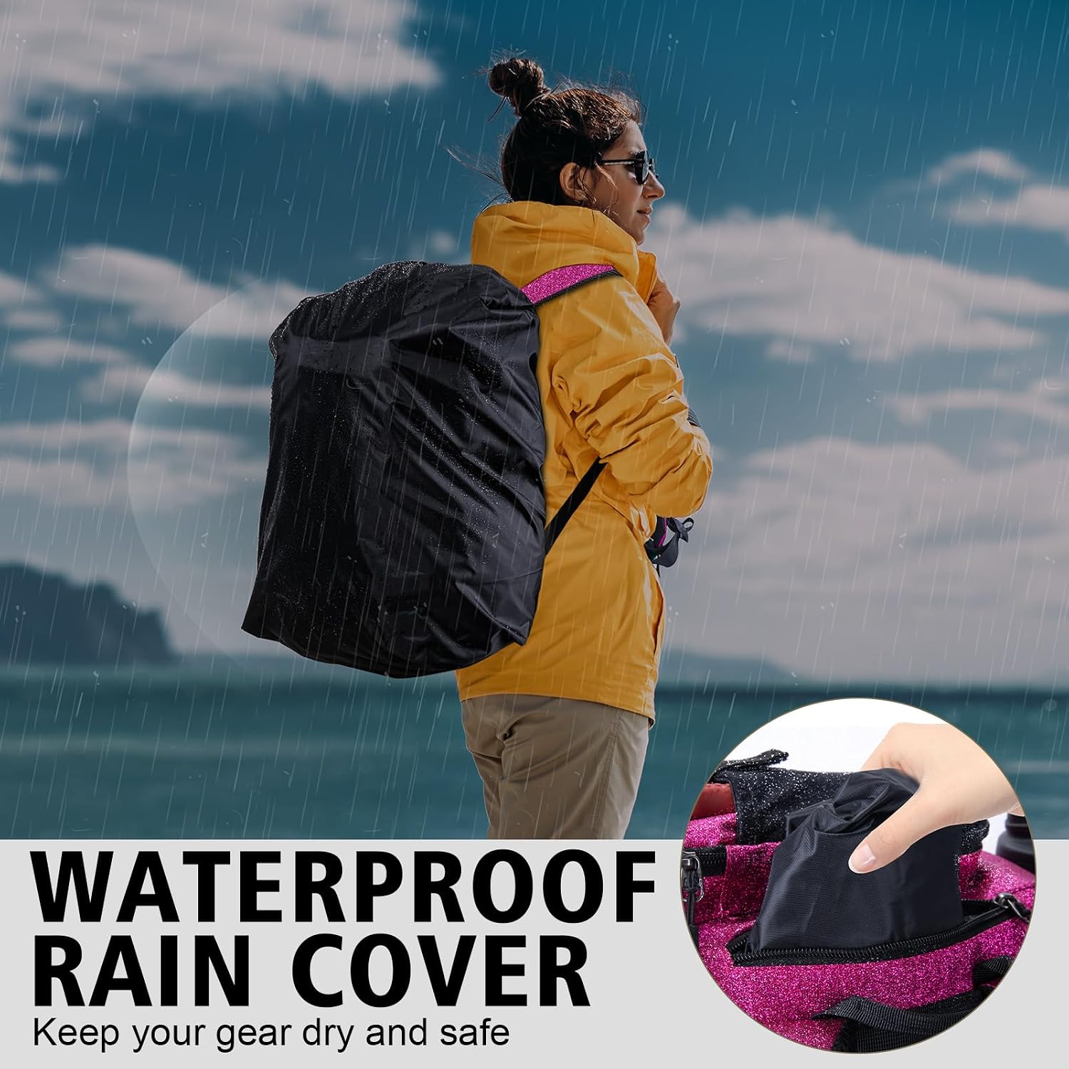 Goture Fishing Tackle Backpack with 2 Rod Holders & Rain Cover