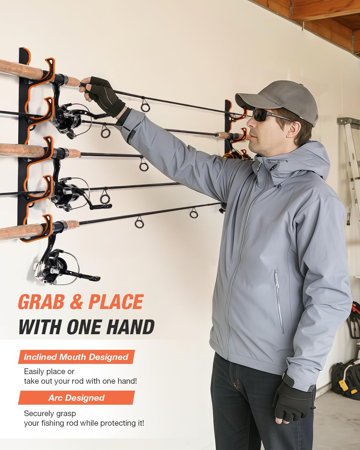Ghosthorn Fishing Rod Rack,Wall or Ceiling Mounted Pole Holder Garage