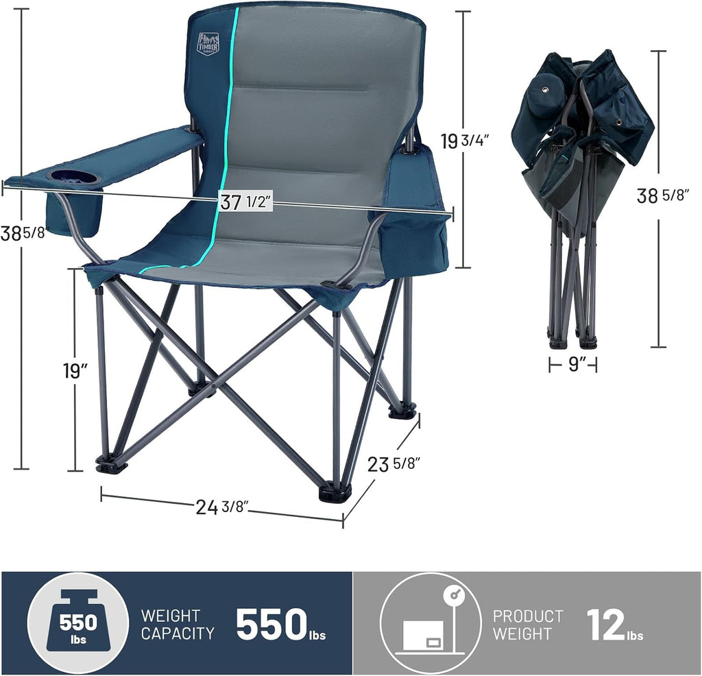 TIMBER RIDGE 2 Pack Oversized Folding Camping Chair for Adults
