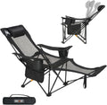 Overmont Reclining Camping Chair with Footrest - 4-Position Adjustable