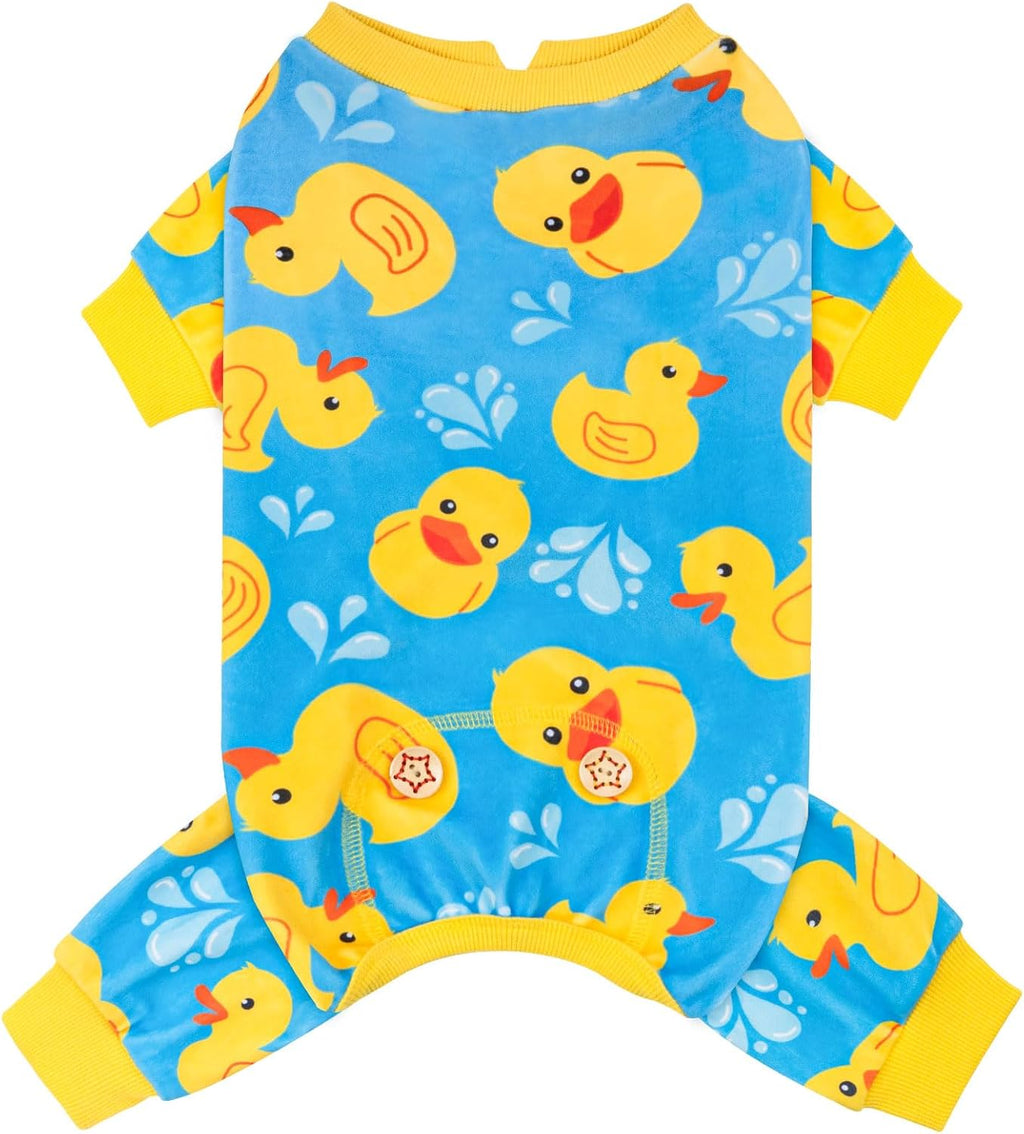 KYEESE Velvet Dog Pajamas for Small Dogs Soft Onesie Shirt, Rubber Duck