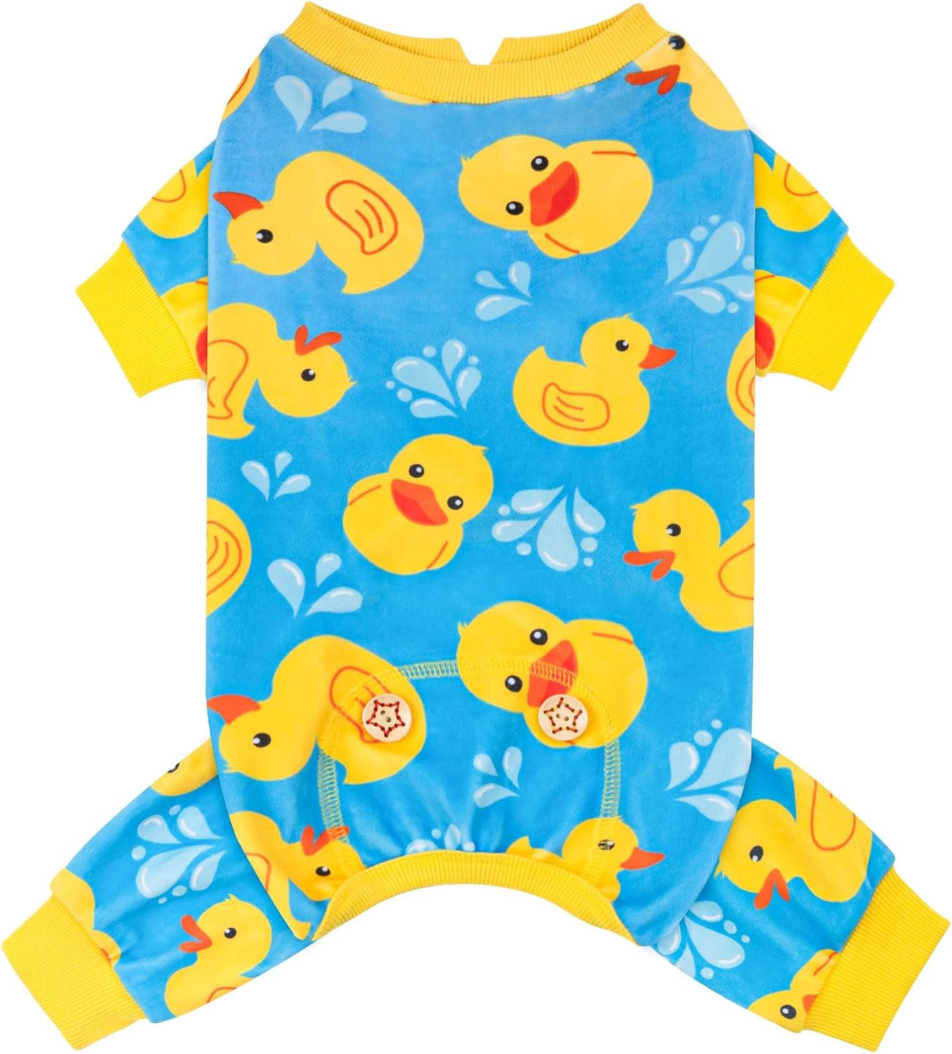 KYEESE Velvet Dog Pajamas for Small Dogs Soft Onesie Shirt, Rubber Duck