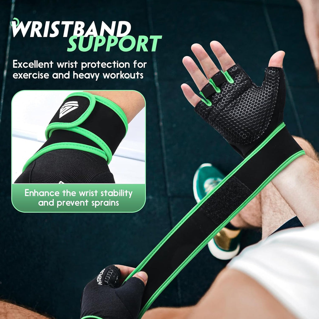 Workout Gloves Gym Gloves Weight Lifting Gloves for Men Women with Full Palm Pad,Strong Wrist Wraps Support,Enhanced Grip,for Fitness,Training,Weightlifting,Exercise