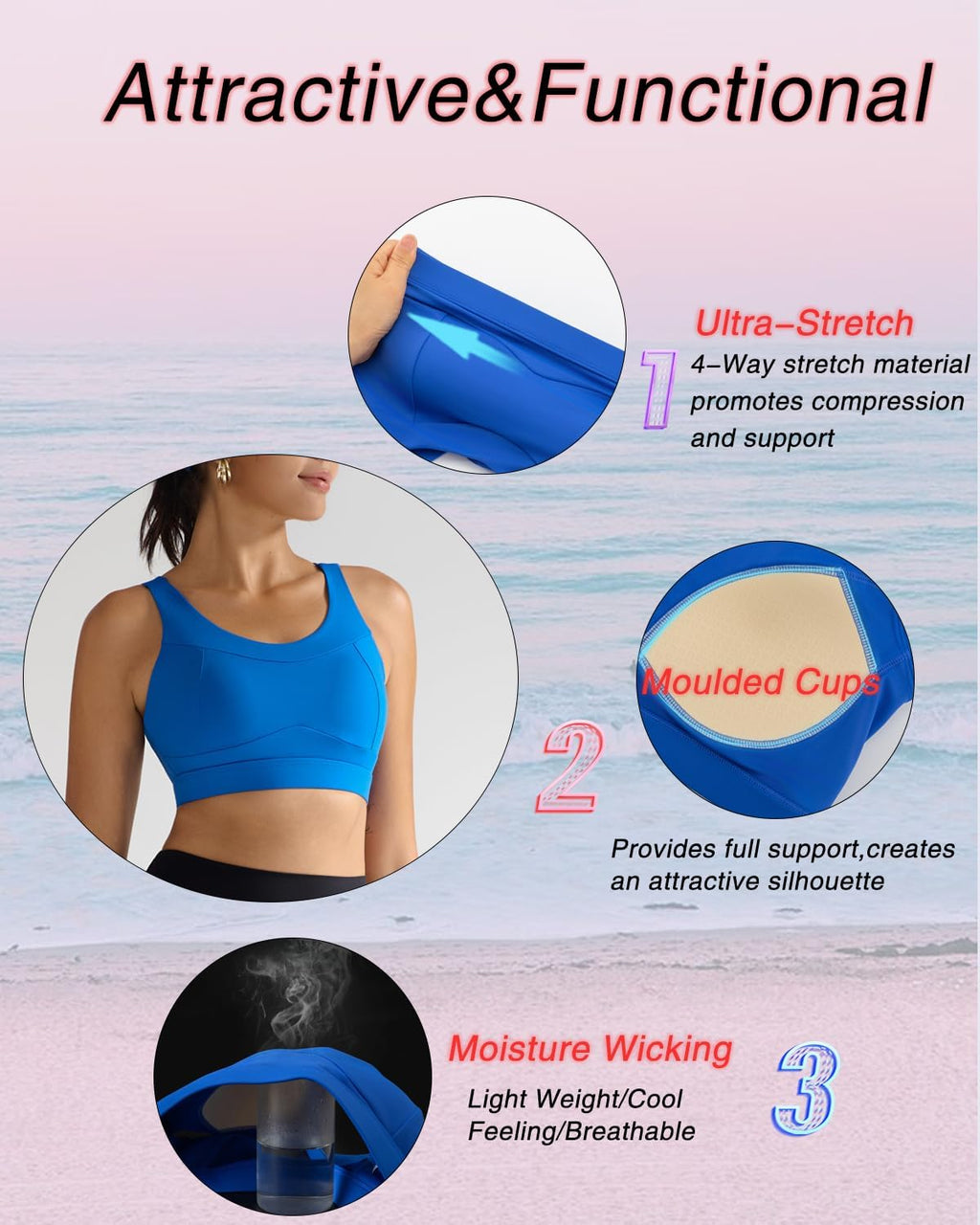 RUNNING GIRL High Impact Sports Bras for Women,Racerback Running Bra Workout Crop Tank Tops Longline Sports Bra Push up