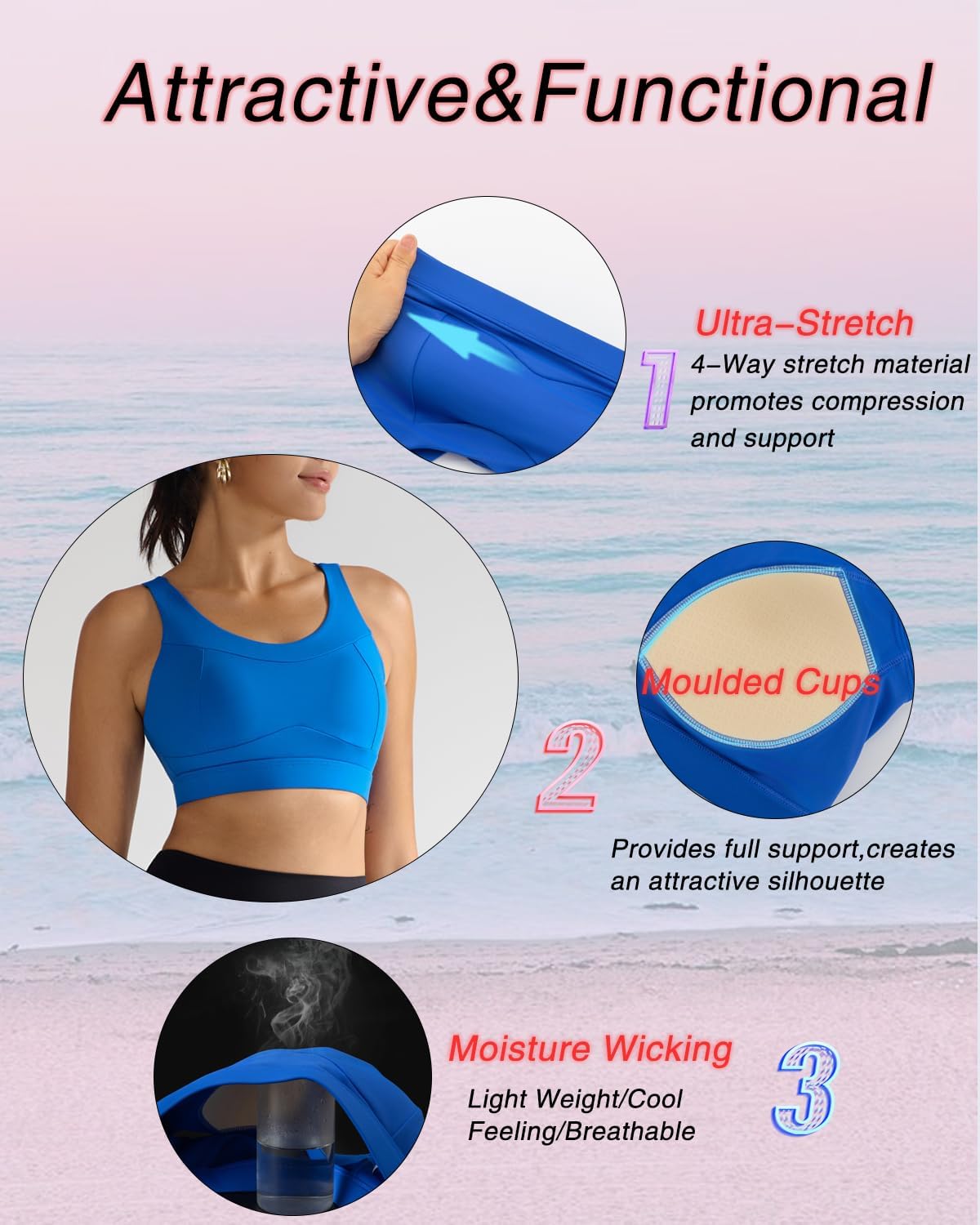 RUNNING GIRL High Impact Sports Bras for Women,Racerback Running Bra Workout Crop Tank Tops Longline Sports Bra Push up